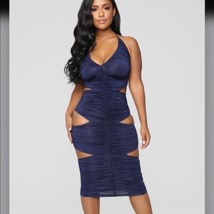 Got it Going On Ruched Cutout Navy Dress XS